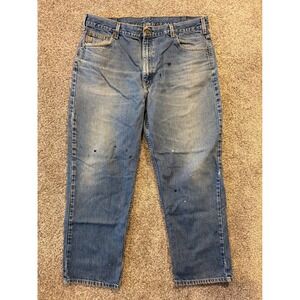 Carhartt Work Denim Jeans Faded Carpenter Pants Distressed Mens Size 40x30‎ *
